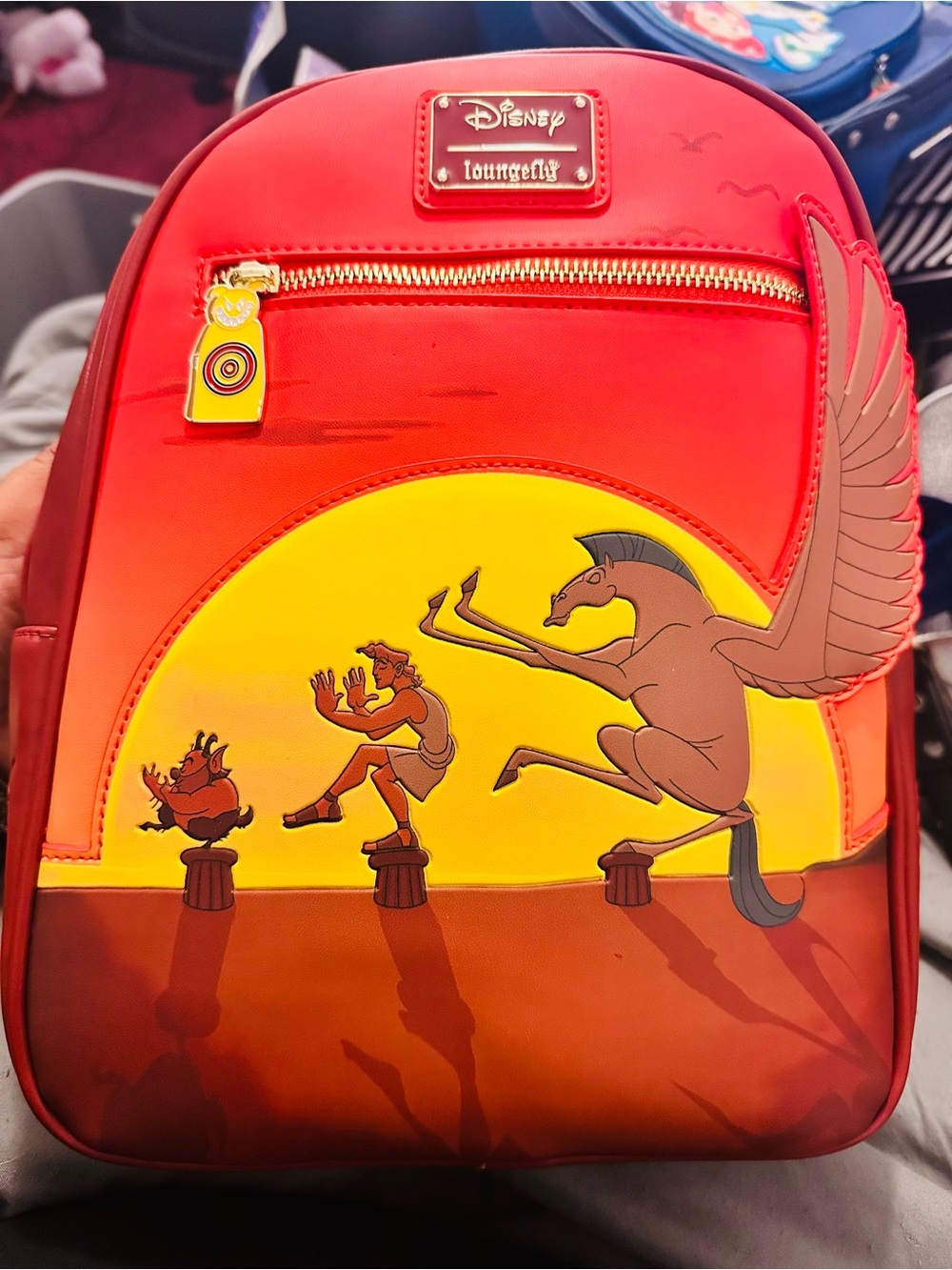 Loungefly Red and Yellow Hercules Scene Mini Backpack